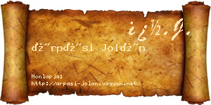 Árpási Jolán névjegykártya